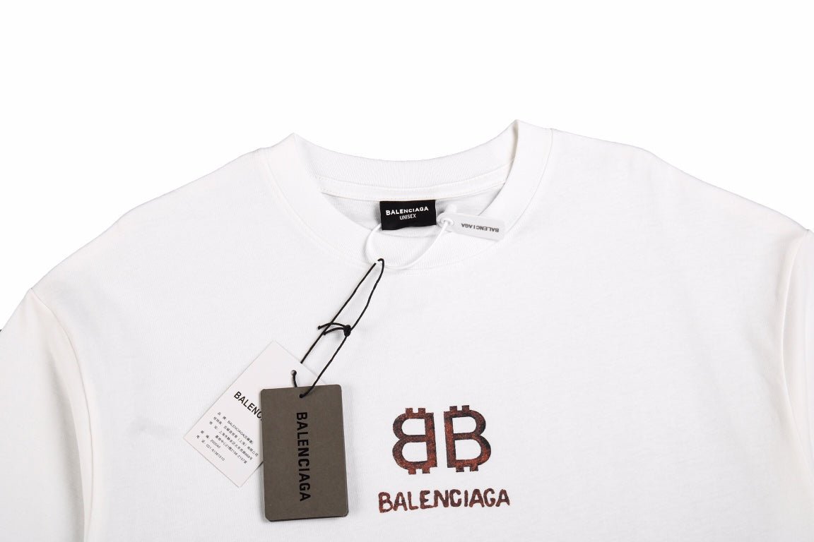 BALENCIAGA DOUBLE B LOGO T-SHIRT WHITE