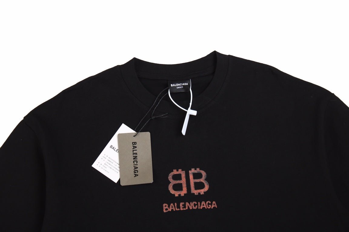 BALENCIAGA DOUBLE B LOGO T-SHIRT BLACK