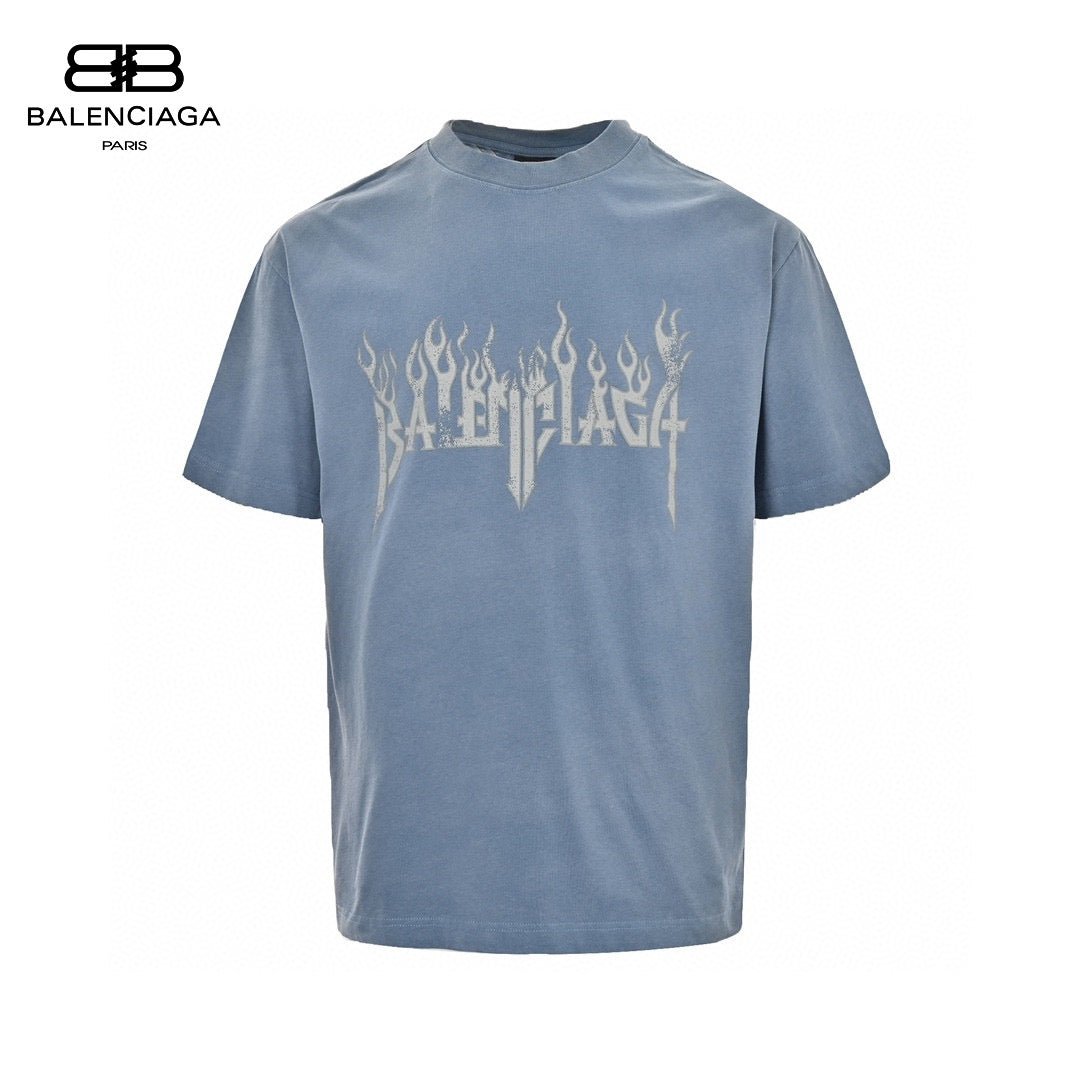 Balenciaga Flame Logo T-Shirt (Blue)