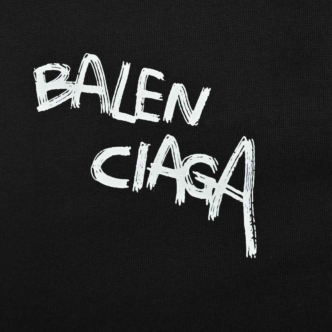 Balenciaga Graffiti Logo Black T-Shirt