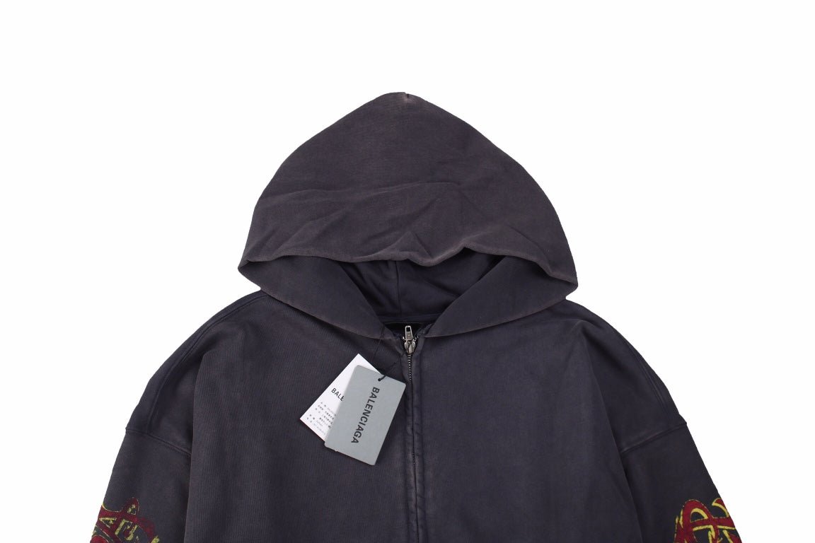 Balenciaga Gray Zip-Up Hoodie