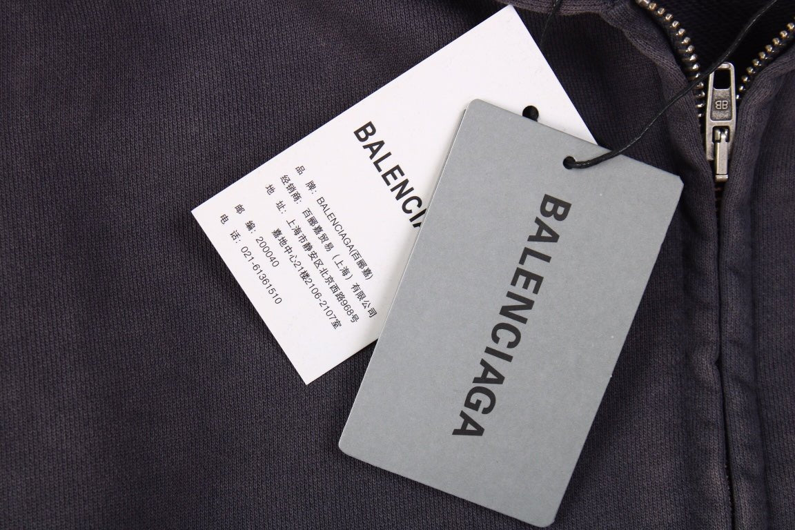 Balenciaga Gray Zip-Up Hoodie