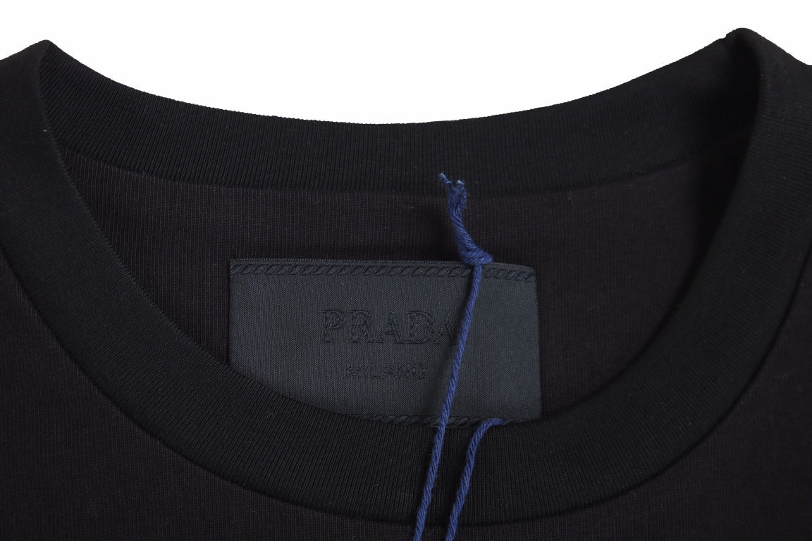 Chic Black Prada Logo Pocket Tee