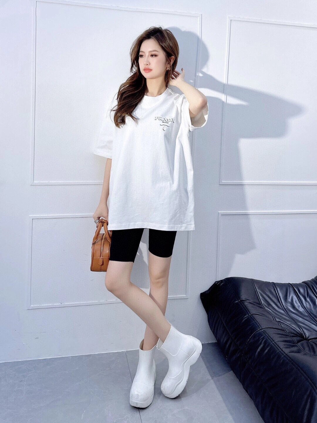 Chic White Prada Milano T-Shirt