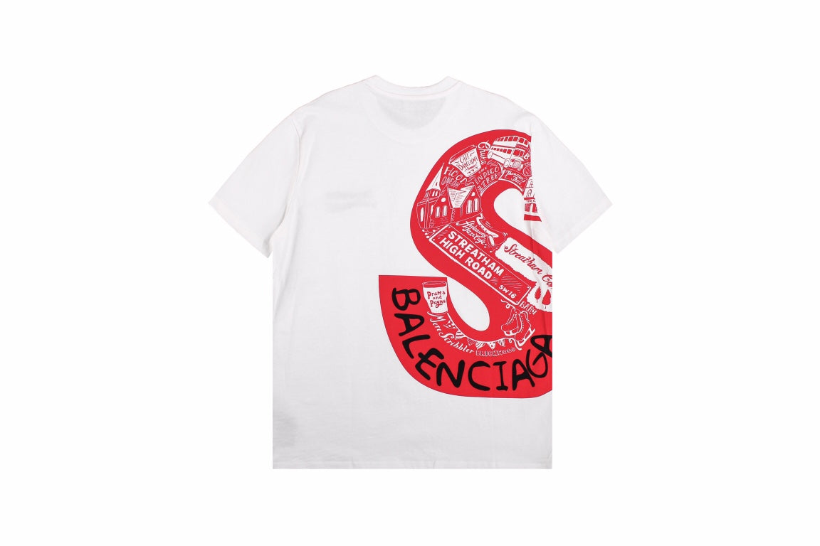 BALENCIAGA x SUPREME RED BLACK S T-SHIRT WHITE