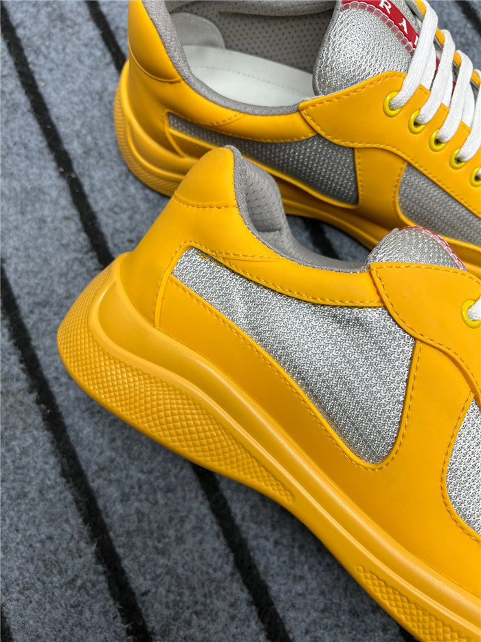 Prada America's Cup Soft Rubber Sneakers in Stylish Yellow and Silver