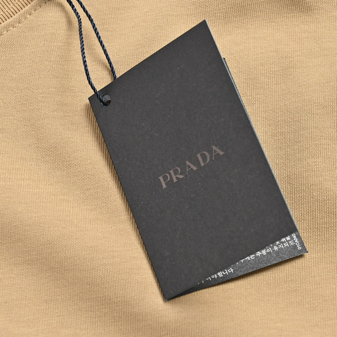 Chic Prada Milano Beige Logo Tee for Effortless Style