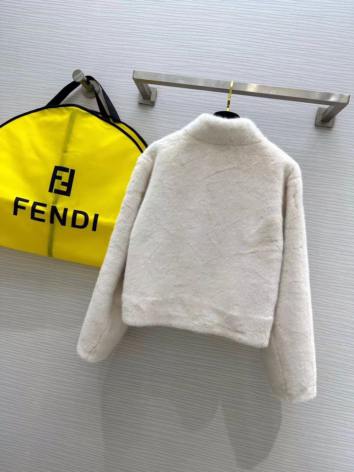 Fendi Heart Bi-Color Fluffy Boa-Jacket For Women