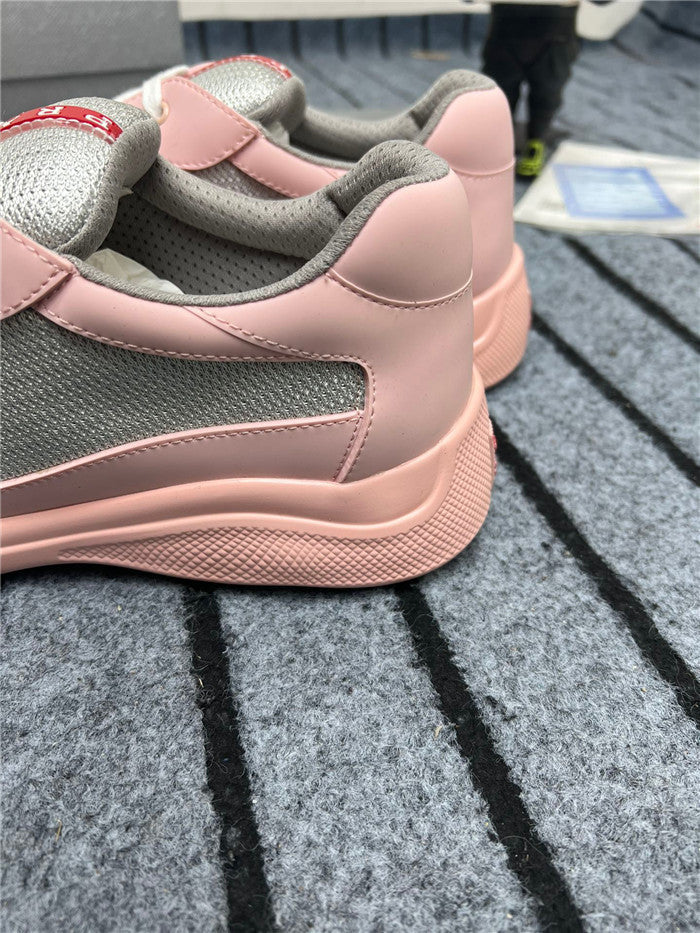 PRADA AMERICA'S CUP SOFT RUBBER SNEAKERS IN PINK AND SILVER