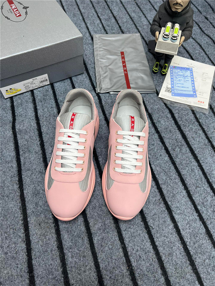 PRADA AMERICA'S CUP SOFT RUBBER SNEAKERS IN PINK AND SILVER