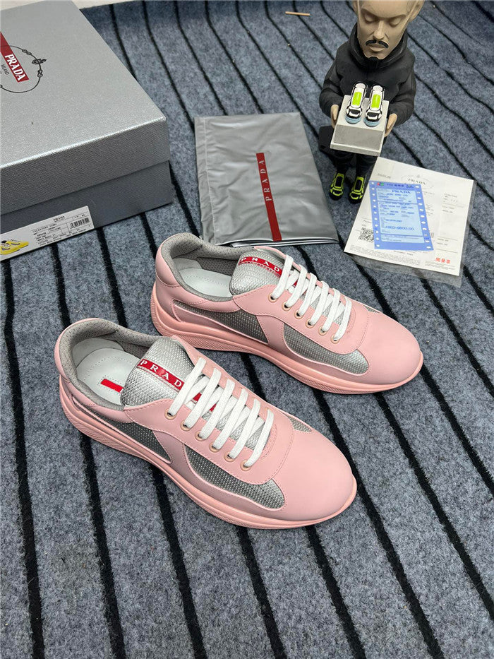 PRADA AMERICA'S CUP SOFT RUBBER SNEAKERS IN PINK AND SILVER