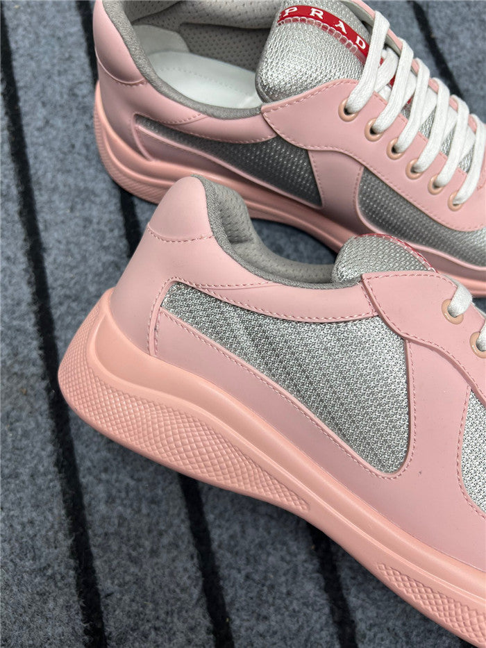 PRADA AMERICA'S CUP SOFT RUBBER SNEAKERS IN PINK AND SILVER