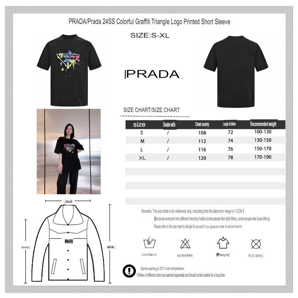 Stylish Prada T-Shirt with Eye-Catching Paint Splatter Logo