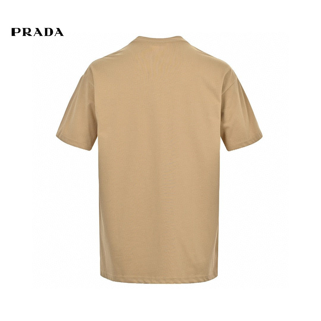 Chic Prada Milano Beige Logo Tee for Effortless Style