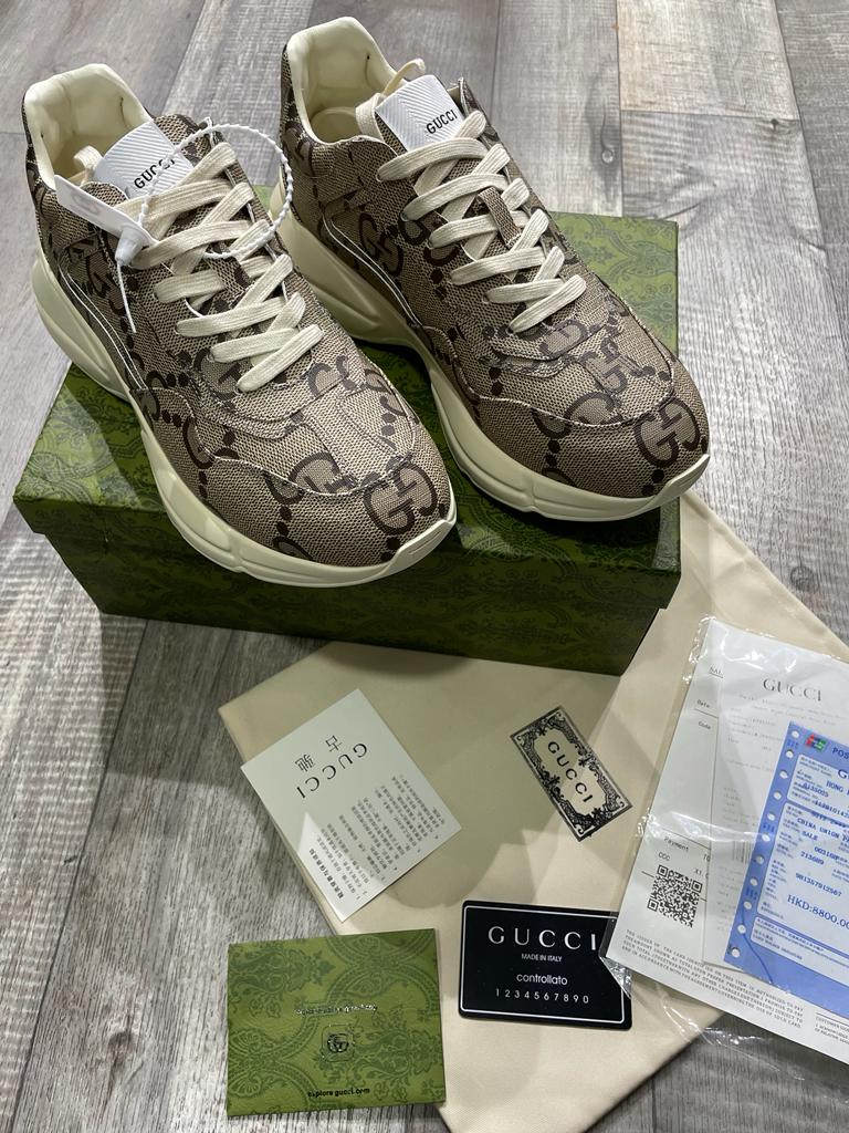 GUCCI RHYTON SNEAKERS JUMBO || GG COATED CANVAS BROWN