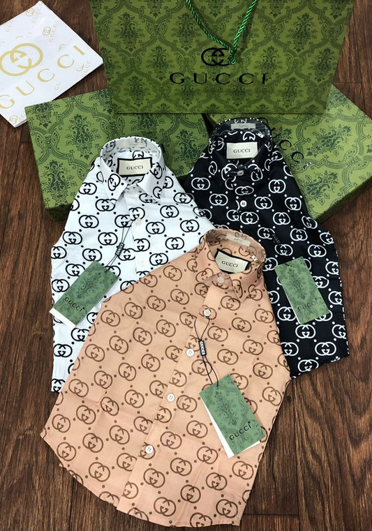 GUCCI || Kid's GG Logo Printed Shirt