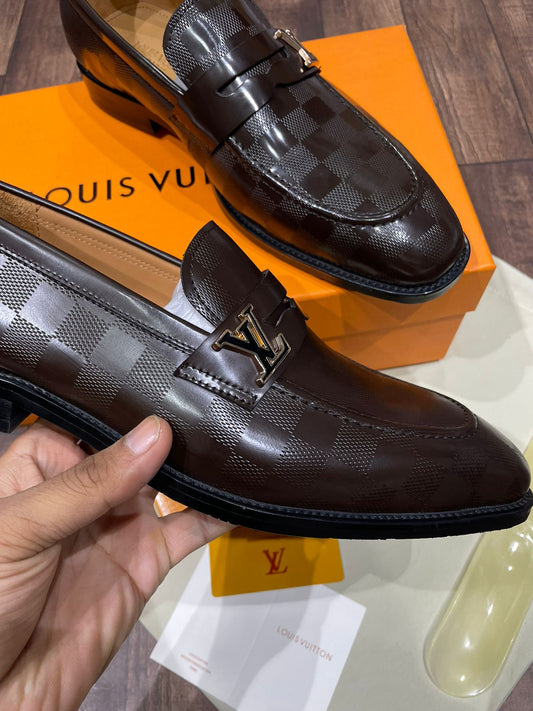 LOUIS VUITTON || PLAID PATTERN CALF LEATHER SHOES