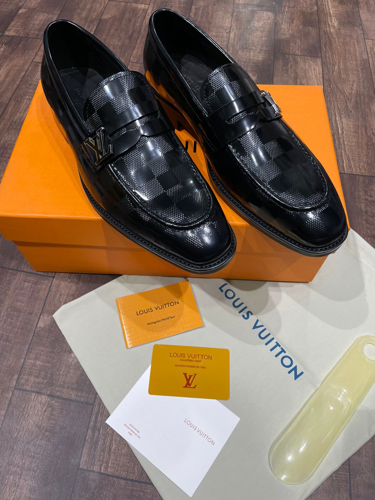 LOUIS VUITTON || PLAID PATTERN CALF LEATHER SHOES