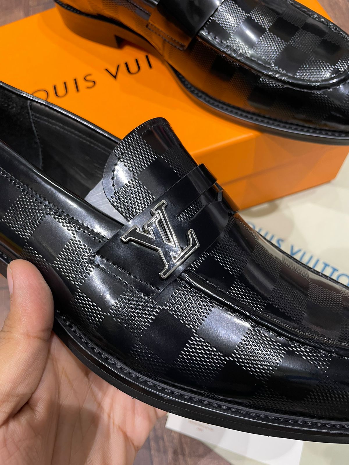 LOUIS VUITTON || PLAID PATTERN CALF LEATHER SHOES