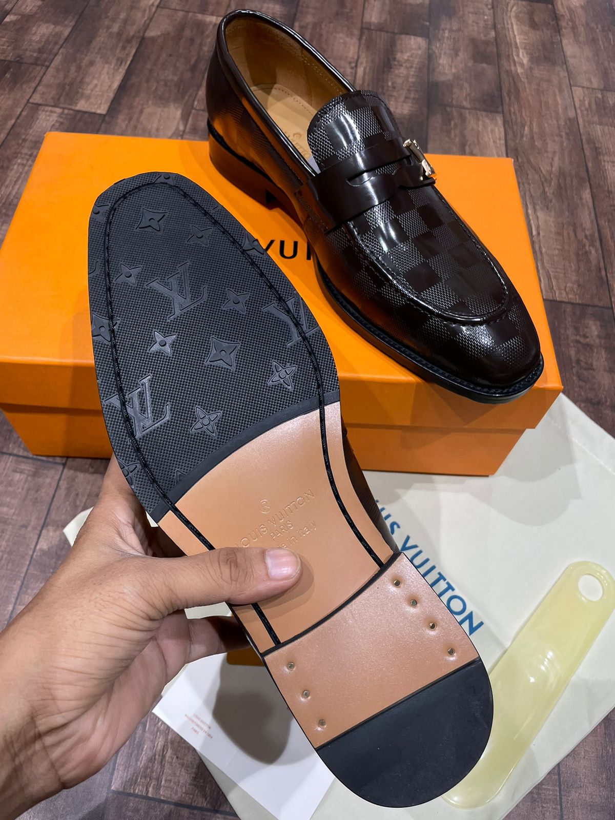 LOUIS VUITTON || PLAID PATTERN CALF LEATHER SHOES