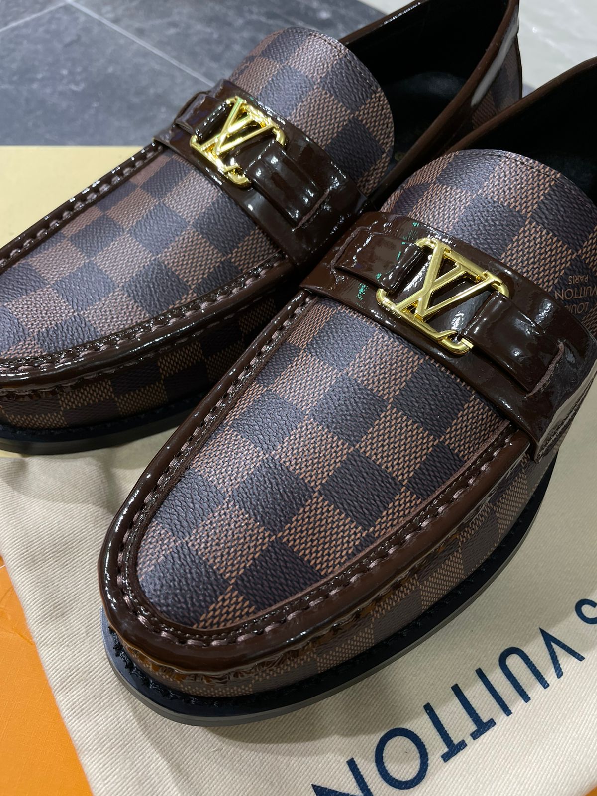 LOUIS VUITTON ||  LOAFERS BOOTS CALF LEATHER MONOGRAM LV FOR MEN /BROWN