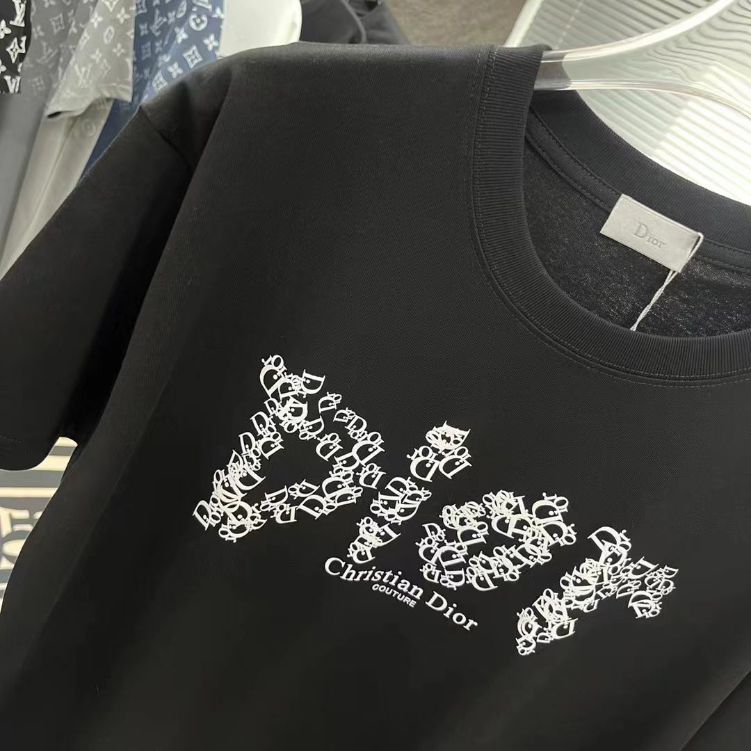 CHRISTIAN DIOR || BLACK DROP SHOULDER LOGO PRINT T-SHIRT