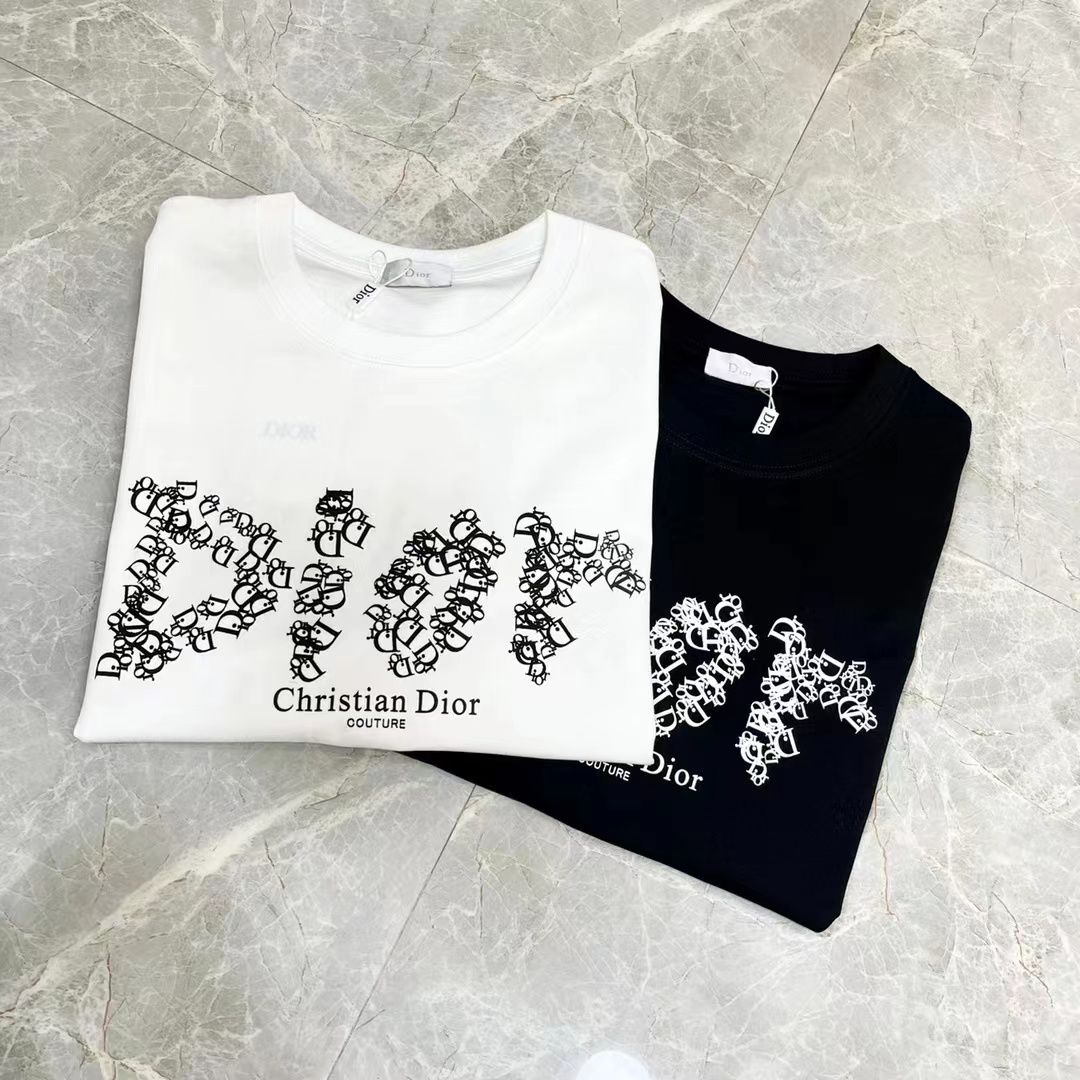 CHRISTIAN DIOR || BLACK DROP SHOULDER LOGO PRINT T-SHIRT