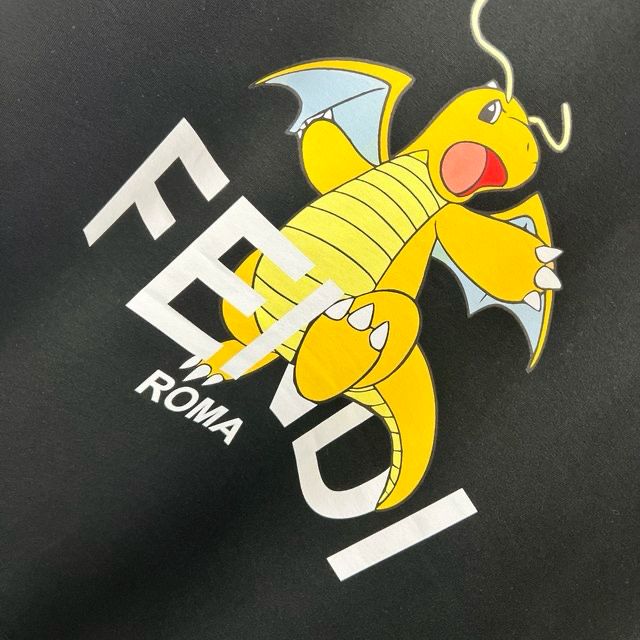 FENDI || Black T-Shirt With Pokémon Charizard Print