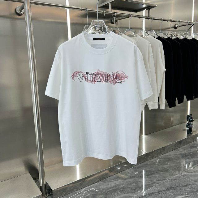 LOUIS VUITTON || Dragon Vintage Letter Print White T-Shirt