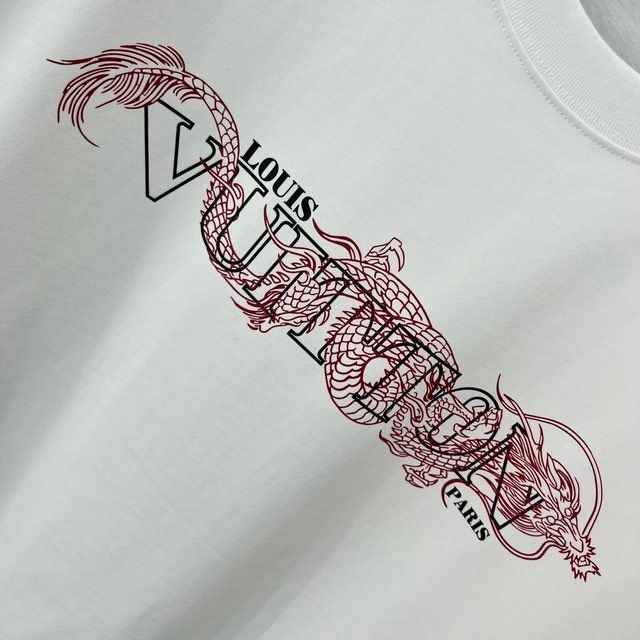 LOUIS VUITTON || Dragon Vintage Letter Print White T-Shirt