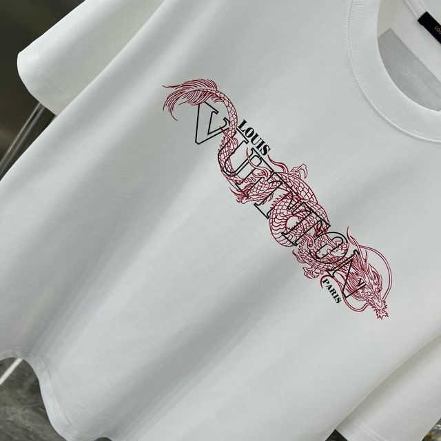 LOUIS VUITTON || Dragon Vintage Letter Print White T-Shirt