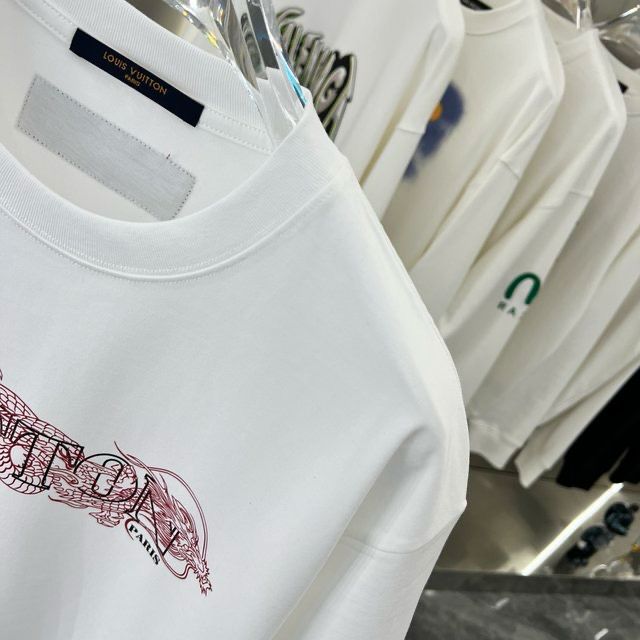 LOUIS VUITTON || Dragon Vintage Letter Print White T-Shirt