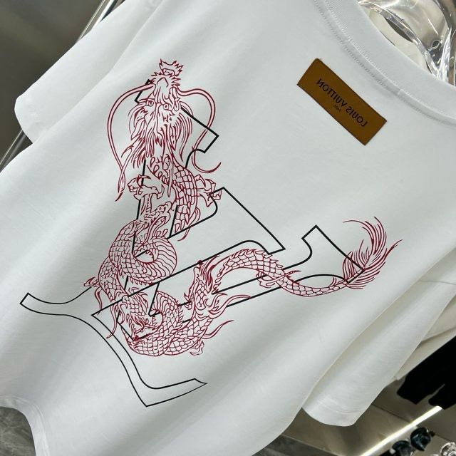 LOUIS VUITTON || Dragon Vintage Letter Print White T-Shirt