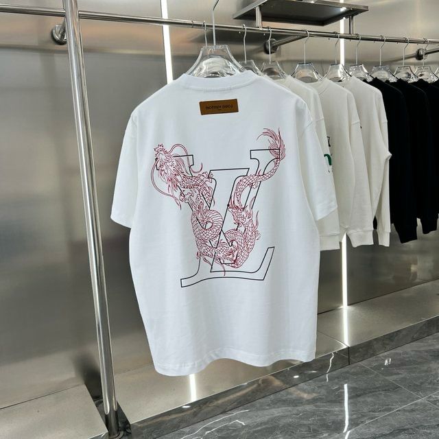 LOUIS VUITTON || Dragon Vintage Letter Print White T-Shirt