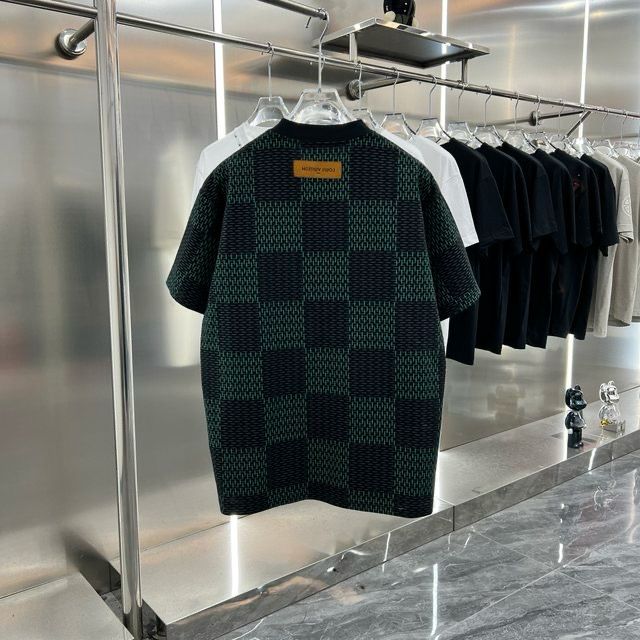 LOUIS VUITTON || Oversize Box Checks Cotton Round Neck  T-Shirt