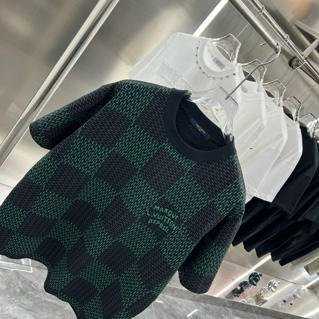 LOUIS VUITTON || Oversize Box Checks Cotton Round Neck  T-Shirt