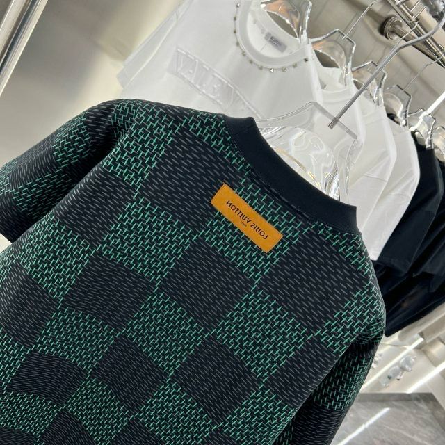 LOUIS VUITTON || Oversize Box Checks Cotton Round Neck  T-Shirt