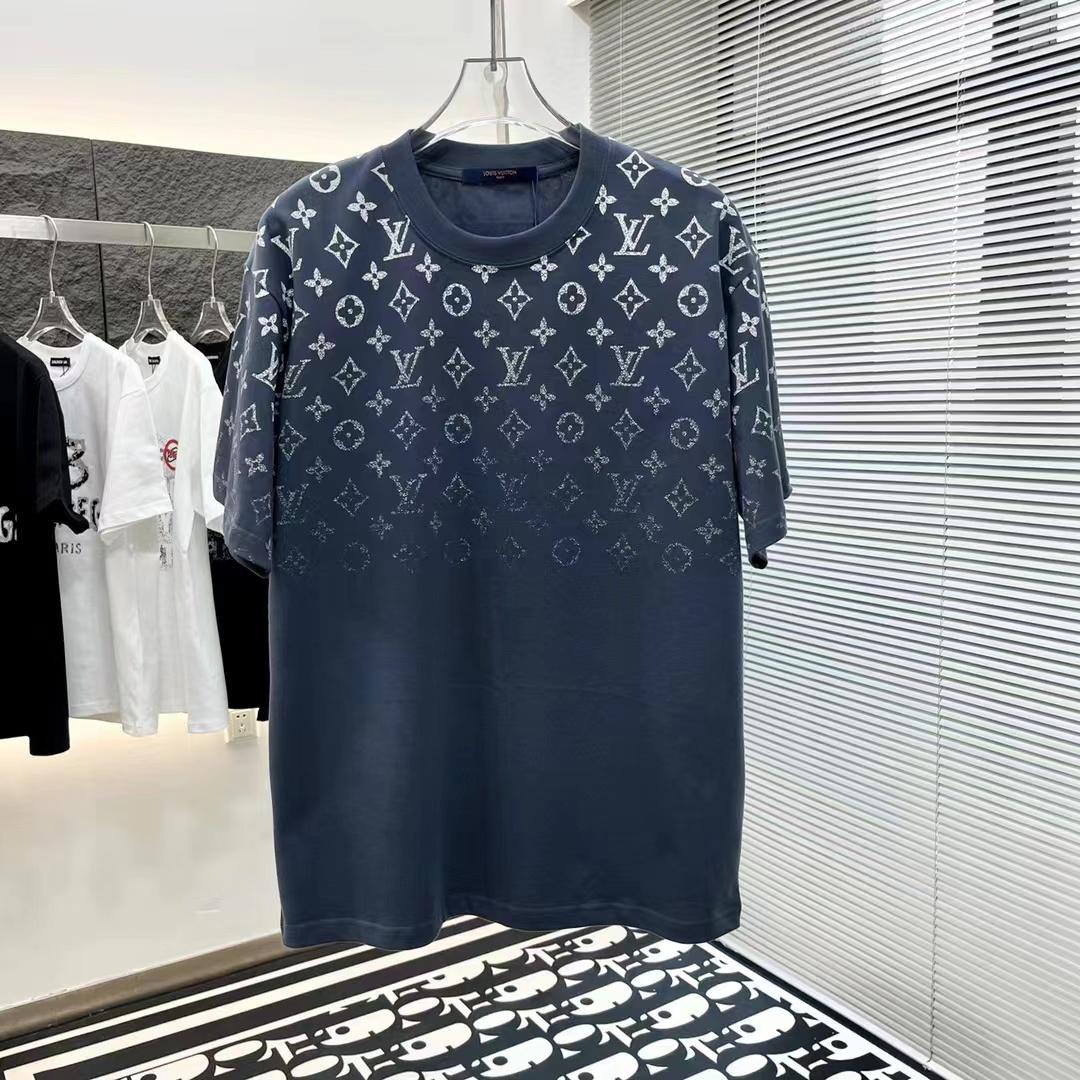 LOUIS VUITTON || Oversize Gradient Cotton Blue T-Shirt