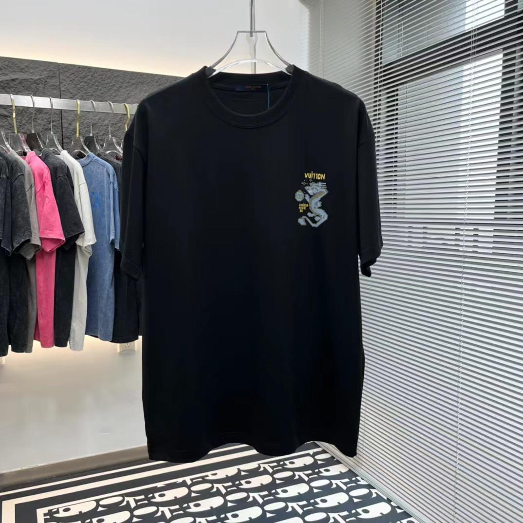 LOUIS VUITTON || Short-Sleeved Cotton Black T-Shirt