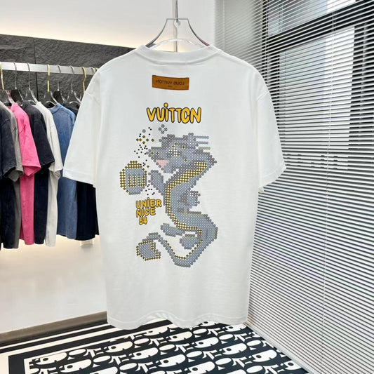 LOUIS VUITTON || Short-Sleeved Cotton White T-Shirt