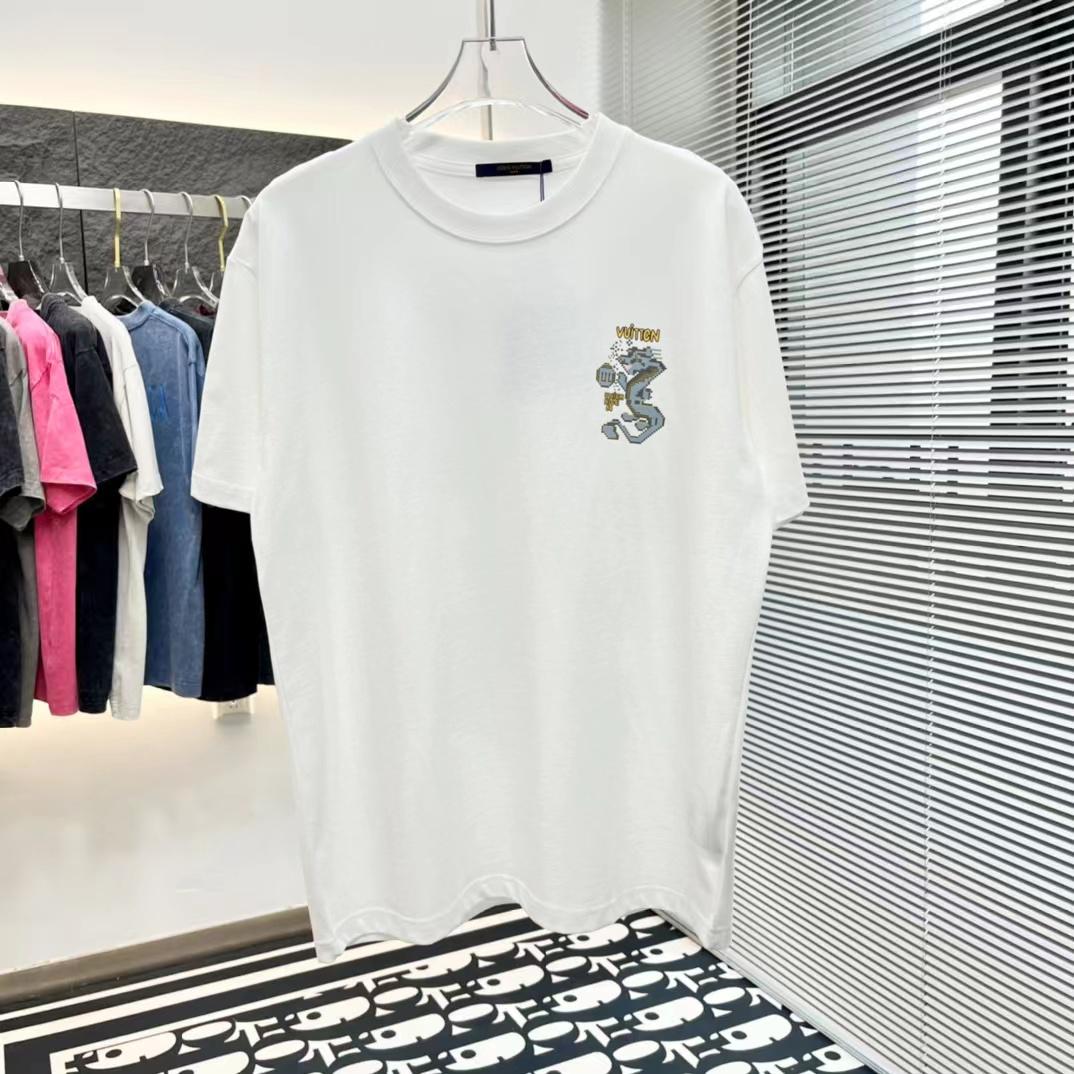 LOUIS VUITTON || Short-Sleeved Cotton White T-Shirt