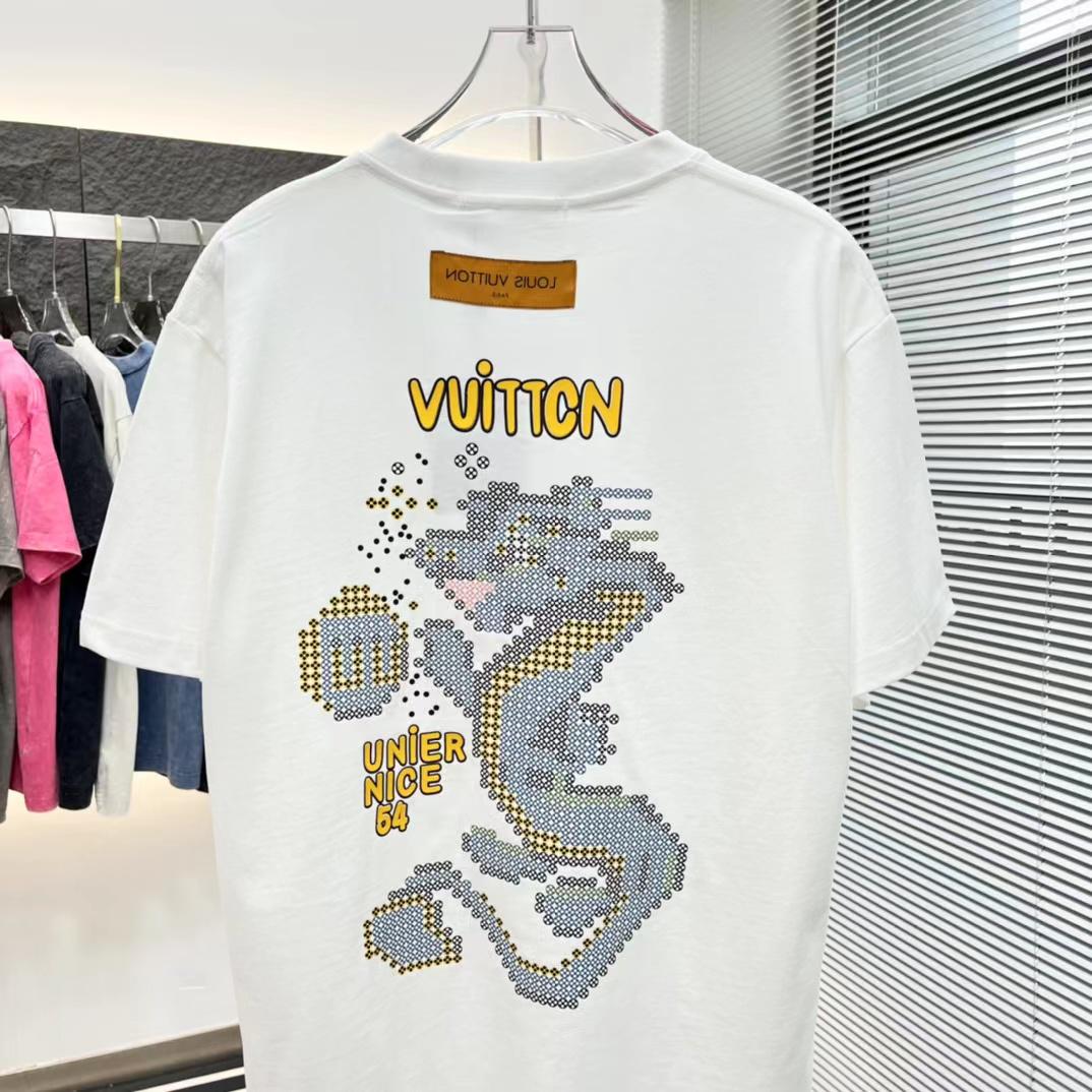 LOUIS VUITTON || Short-Sleeved Cotton White T-Shirt