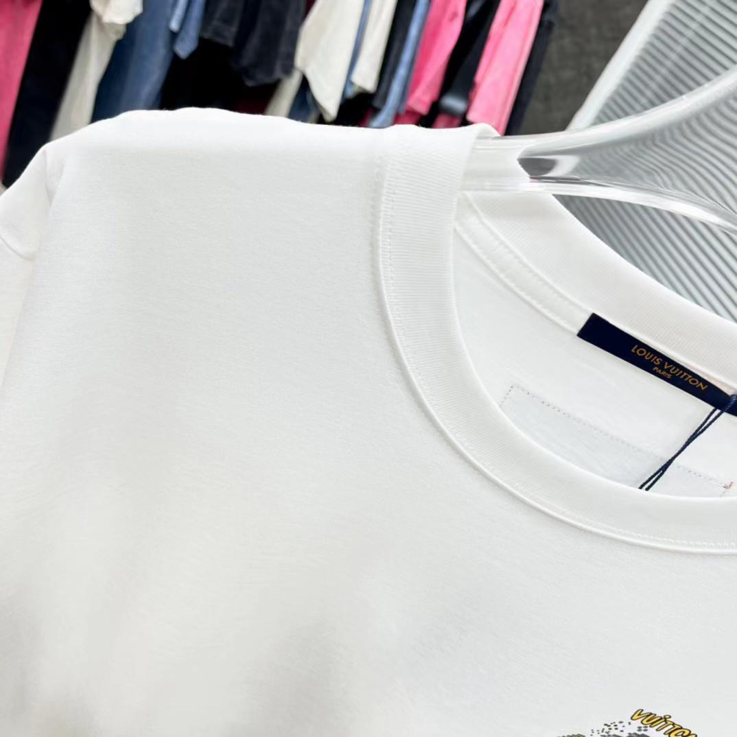 LOUIS VUITTON || Short-Sleeved Cotton White T-Shirt