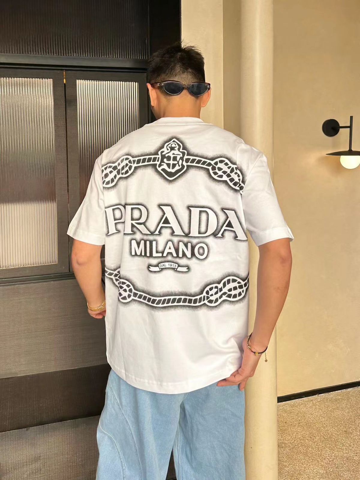 PRADA || Letters Print Short Sleeves Summer Shirts Men Loose Tees