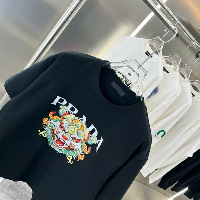 PRADA || PREMIUM DRAGON LOGO PRINT BLACK T-SHIRT