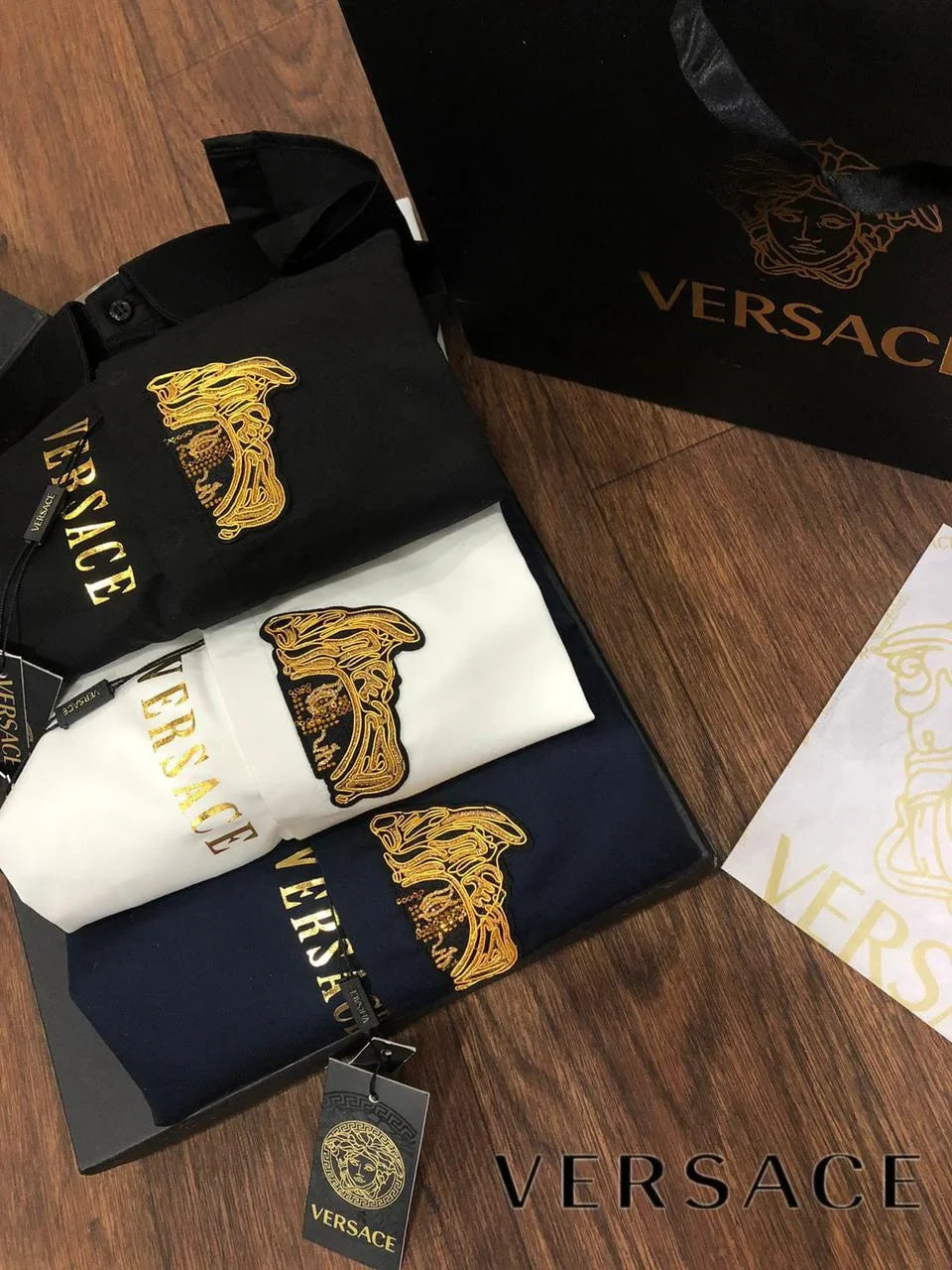 VERSACE || Golden Medusa Logo Shirt For Men