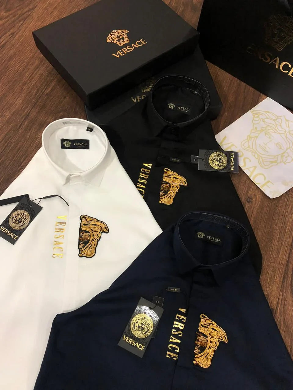 VERSACE || Golden Medusa Logo Shirt For Men