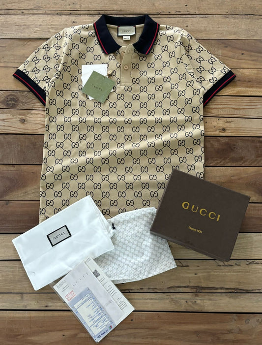 GUCCI || Logo-Jacquard Silk and Cotton-Blend Polo Shirt