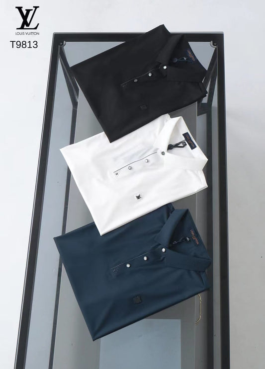 LOUIS VUITTON || Solid Polo Collar T-Shirt