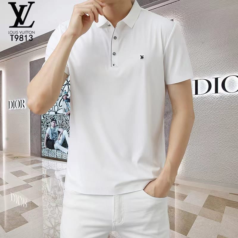 LOUIS VUITTON || Solid Polo Collar T-Shirt